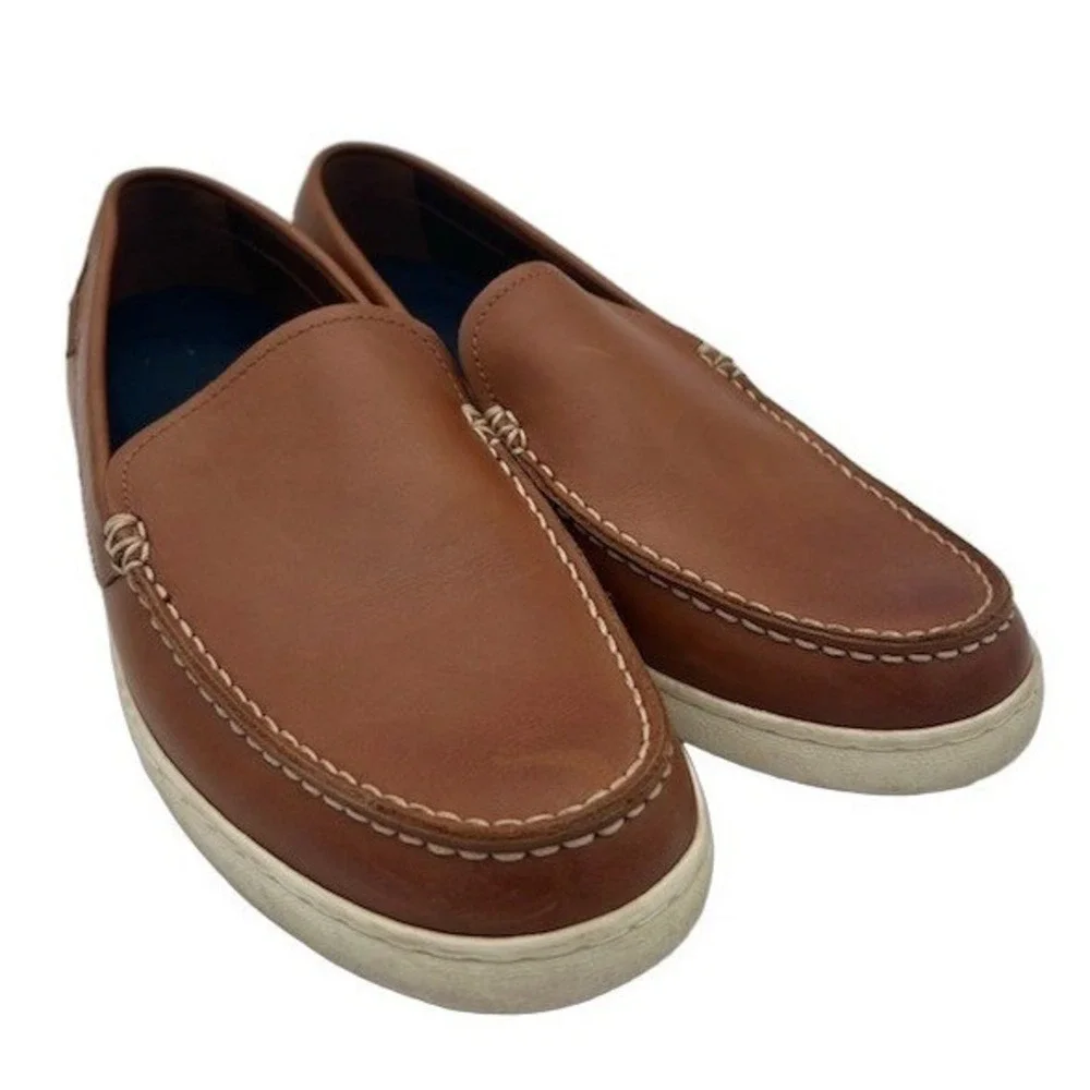 Cole Haan Loafers Men's Size 12 M British Tan Leather Grand.OS Slip On Shoes